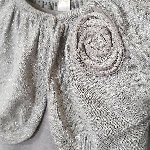 Cherokee Toddler Girls (2) Piece 2T Grey & Silver Sparkle Dress & 18M Sweater - Picture 4 of 12